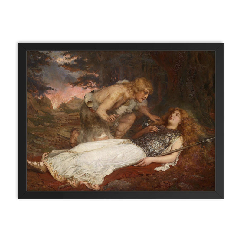 Siegfried and Brunnhilde by Charles Ernest Butler, 1909 framed print on a plain backdrop in size 18