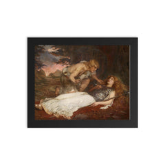 Siegfried and Brunnhilde by Charles Ernest Butler, 1909 framed print on a plain backdrop in size 8"x10".