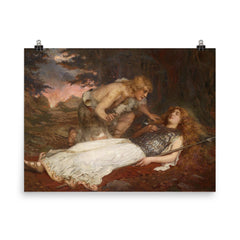 Siegfried and Brunnhilde by Charles Ernest Butler, 1909 poster on a plain backdrop in size 8"x10".