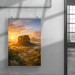 Sigiriya lion rock at jungle sunrise poster 4