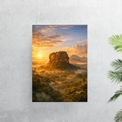 Sigiriya lion rock at jungle sunrise poster 7