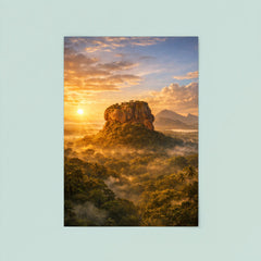 Sigiriya lion rock at jungle sunrise poster 8