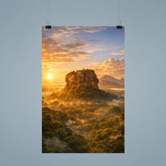 Sigiriya lion rock at jungle sunrise poster 9