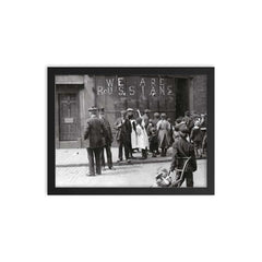 Sign on London Shop to Prevent Anti-German Protest Attacks, 1915 framed print on a plain backdrop in size 12"x16".