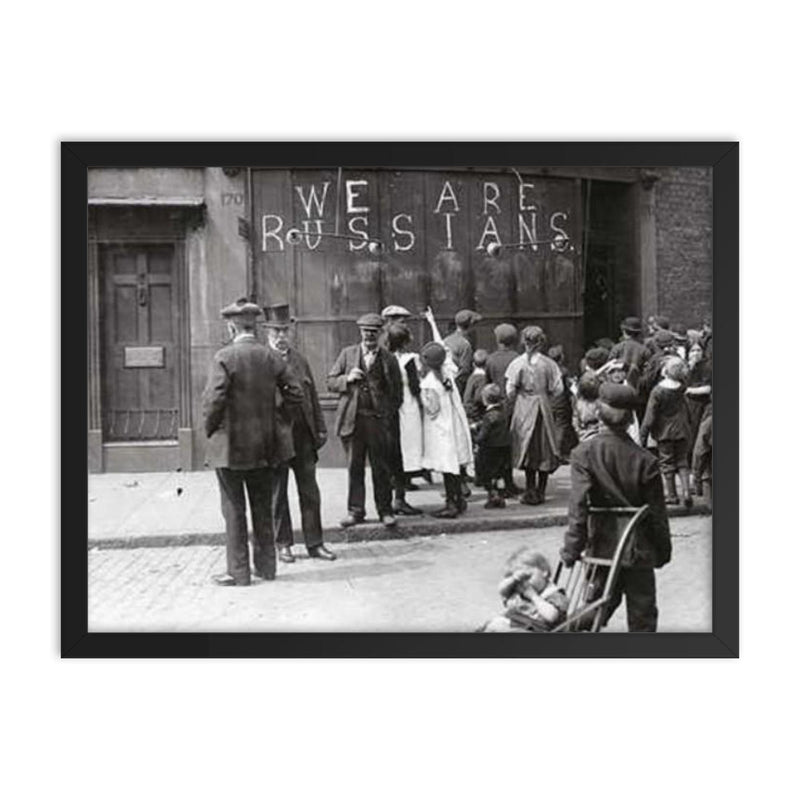 Sign on London Shop to Prevent Anti-German Protest Attacks, 1915 framed print on a plain backdrop in size 18