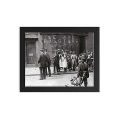 Sign on London Shop to Prevent Anti-German Protest Attacks, 1915 framed print on a plain backdrop in size 8"x10".