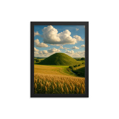 Silbury Hill England framed print on a plain backdrop in size 12"x16".