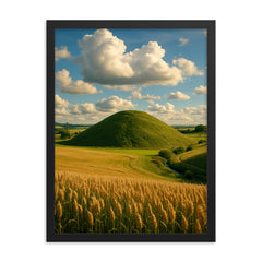 Silbury Hill England framed print on a plain backdrop in size 18"x24".