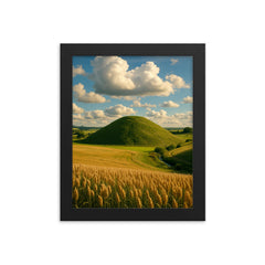Silbury Hill England framed print on a plain backdrop in size 8"x10".