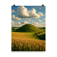 Silbury Hill England poster on a plain backdrop in size 8"x10".