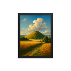 Silbury Hill Wiltshire England framed print on a plain backdrop in size 12"x16".