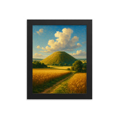 Silbury Hill Wiltshire England framed print on a plain backdrop in size 8"x10".