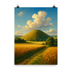 Silbury Hill Wiltshire England poster on a plain backdrop in size 8"x10".