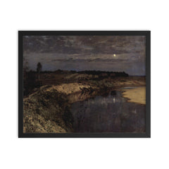 Silence by Isaac Ilyich Levitan, 1898 framed print on a plain backdrop in size 16"x20".