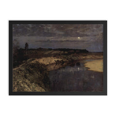 Silence by Isaac Ilyich Levitan, 1898 framed print on a plain backdrop in size 18"x24".