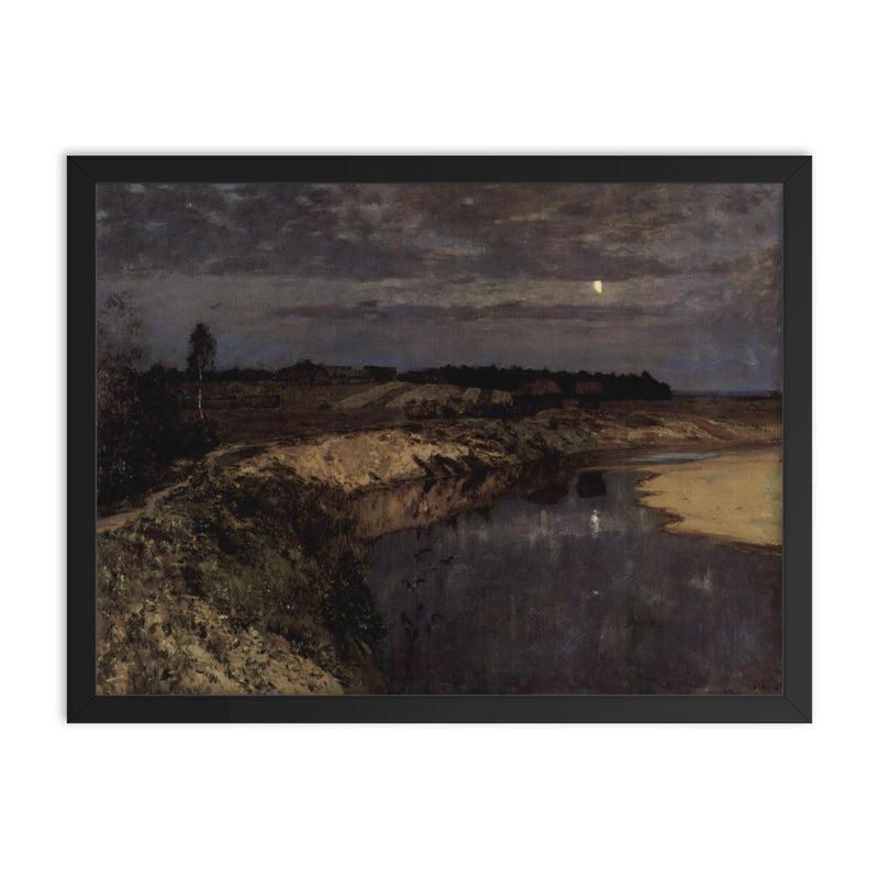 Silence by Isaac Ilyich Levitan, 1898 framed print on a plain backdrop in size 18