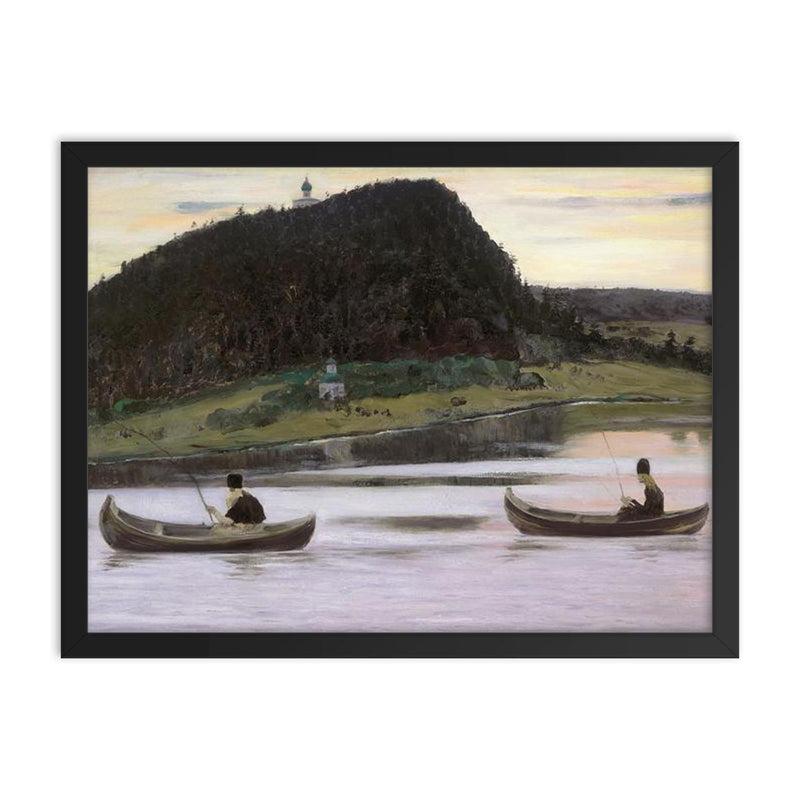 Silence by Mikhail Nesterov framed print on a plain backdrop in size 18