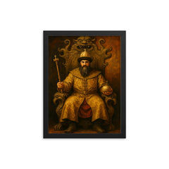 Simeon Bekbulatovich on a strange Russian throne framed print on a plain backdrop in size 12"x16".