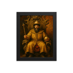 Simeon Bekbulatovich on a strange Russian throne framed print on a plain backdrop in size 8"x10".