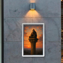 Simeon Stylites atop his pillar at dawn poster 2