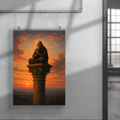 Simeon Stylites atop his pillar at dawn poster 4