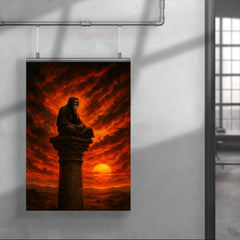 Simeon Stylites atop pillar under apocalyptic sunset poster 4