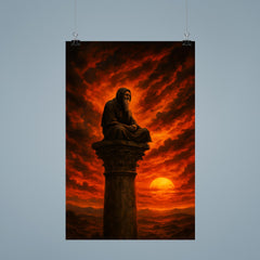 Simeon Stylites atop pillar under apocalyptic sunset poster 9