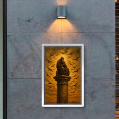 Simeon Stylites atop pillar under circling birds poster 2