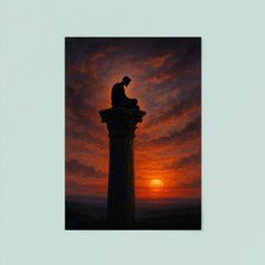 Simeon Stylites atop the pillar at dusk poster 8