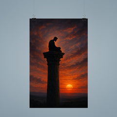Simeon Stylites atop the pillar at dusk poster 9