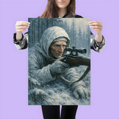 Simo Häyhä in white camouflage frozen stillness poster 3