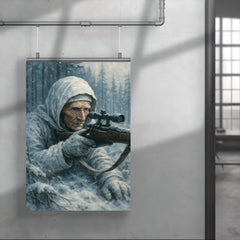 Simo Häyhä in white camouflage frozen stillness poster 4