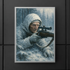 Simo Häyhä in white camouflage frozen stillness poster 5
