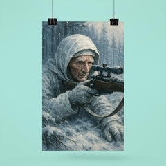 Simo Häyhä in white camouflage frozen stillness poster 6