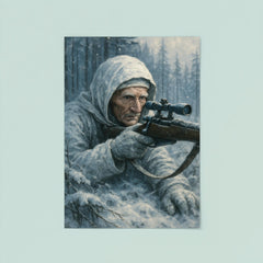 Simo Häyhä in white camouflage frozen stillness poster 8
