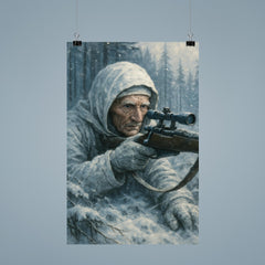 Simo Häyhä in white camouflage frozen stillness poster 9