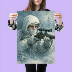 Simo Häyhä in white camouflage silence poster 3