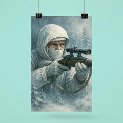Simo Häyhä in white camouflage silence poster 6