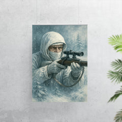 Simo Häyhä in white camouflage silence poster 7