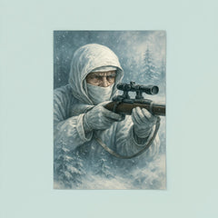 Simo Häyhä in white camouflage silence poster 8