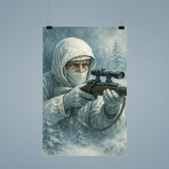 Simo Häyhä in white camouflage silence poster 9