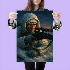 Simo Hayha in snow camouflage twilight poster 3