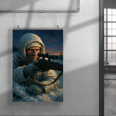 Simo Hayha in snow camouflage twilight poster 4