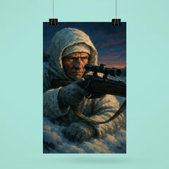 Simo Hayha in snow camouflage twilight poster 6