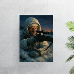 Simo Hayha in snow camouflage twilight poster 7