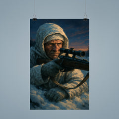 Simo Hayha in snow camouflage twilight poster 9