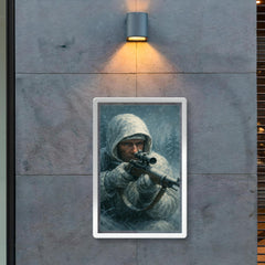 Simo Hayha in white camouflage and frozen silence poster 2
