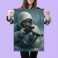 Simo Hayha in white camouflage and frozen silence poster 3