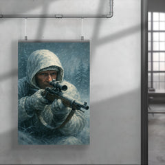 Simo Hayha in white camouflage and frozen silence poster 4