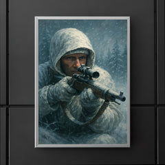 Simo Hayha in white camouflage and frozen silence poster 5